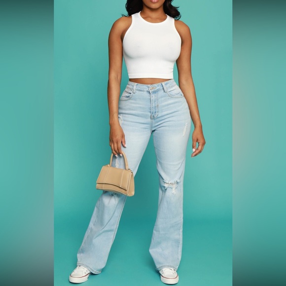 Swank A Posh Talk To Me Distressed Bootcut Jeans -
Light Wash Size-13 - Picture 4 of 7